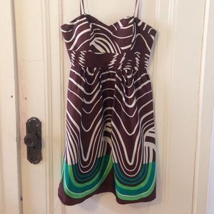 Max and Cleo Silk Print Strapless Dress